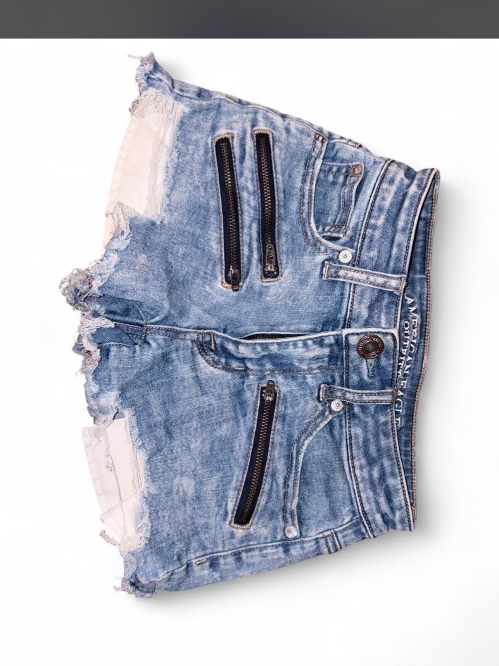 American Eagle Outfitters Light Blue Embroidered Denim Waistband